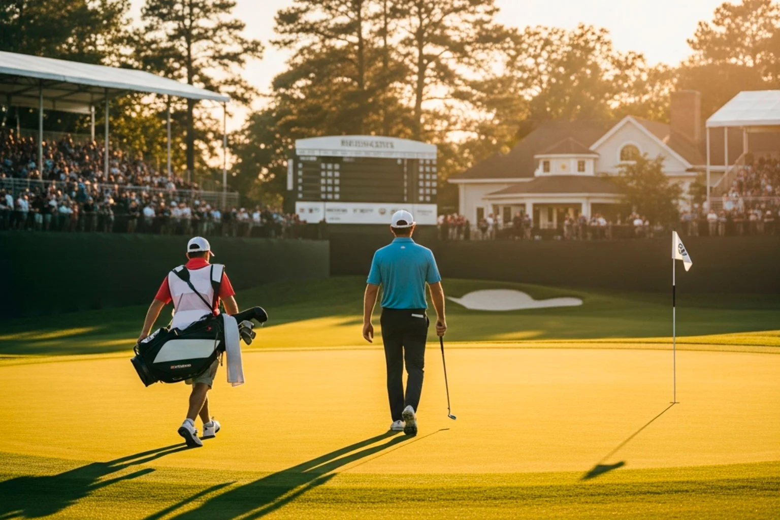 Golfer verlässt das 18. Grün nach der Cut-Runde am Freitag